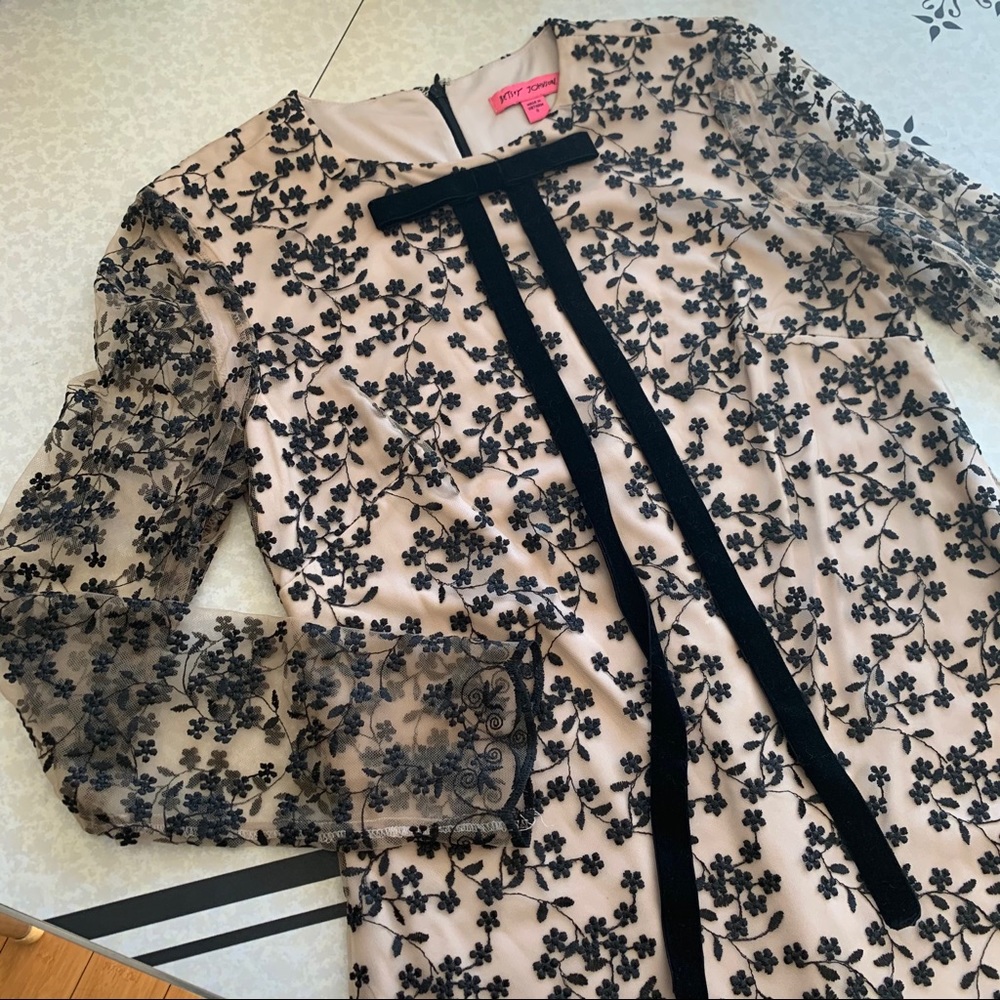 Sheer Sleeve Betsey Johnson Dress